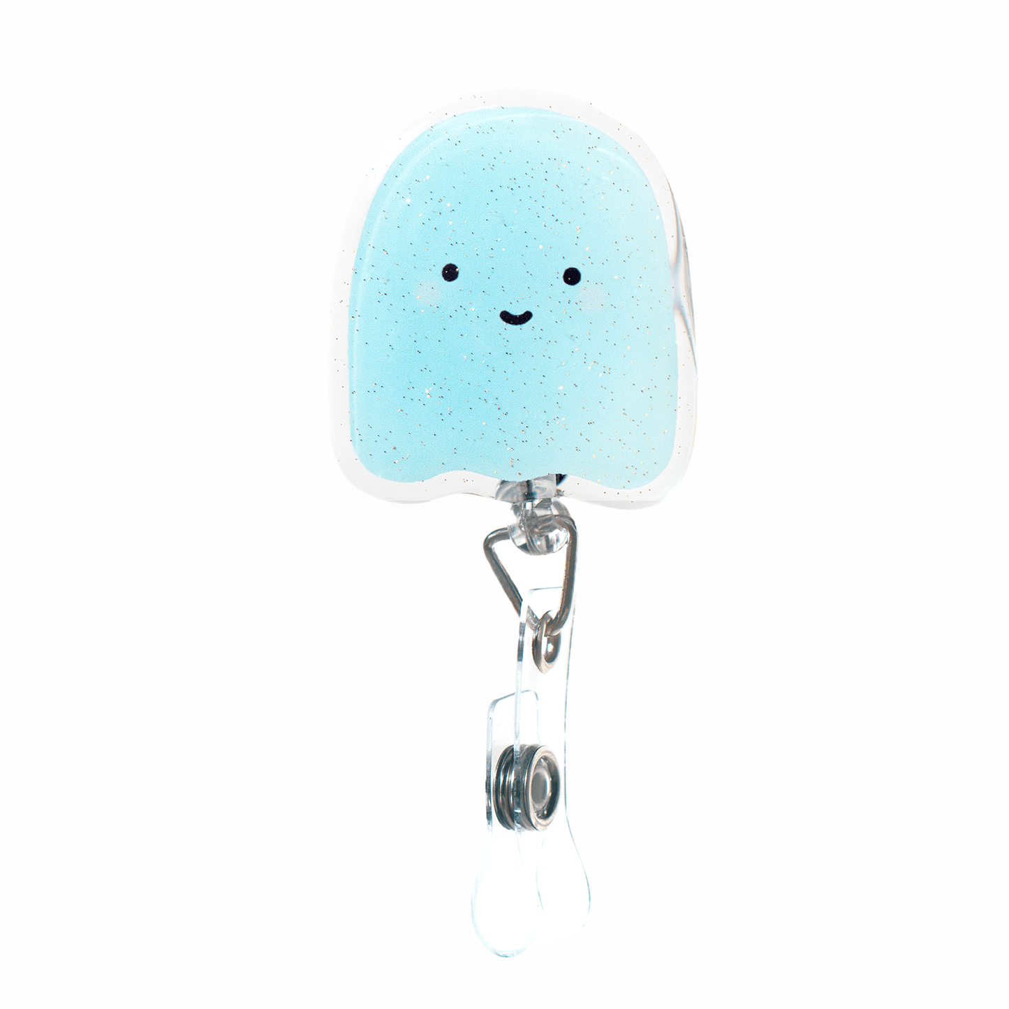 ghost badge reel retractable nurse badge reel glitter id holder with clear belt clip and vinyl strap