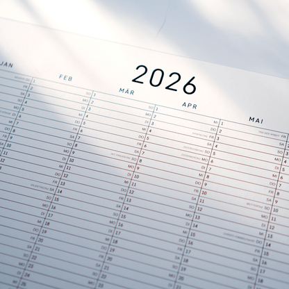 2026 Kalendar Wandkalendar A3 mit deutsch feiertage Hahnemühle weiß papier