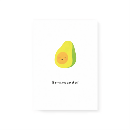 bravocado postcard pun on bravo and avocado card congratulations well done cute funny greeting card