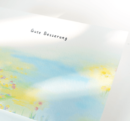 postcard gute besserung mit Aquarel motif card close up