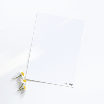 Postcard hintern A6 weiß matt Papier Slöly Shop logo