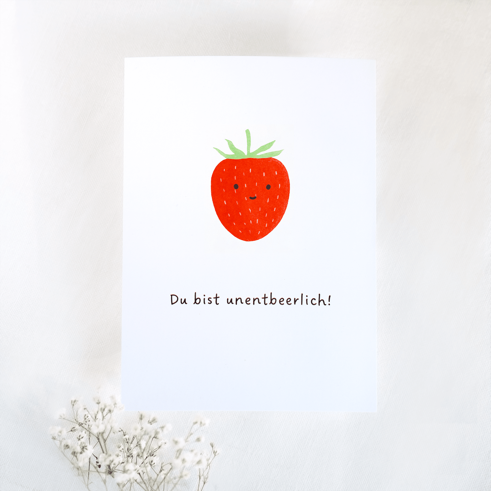 Postkarte Erdbeere „Du bist unentbeerlich!“ A6 weiß 300gsm papier