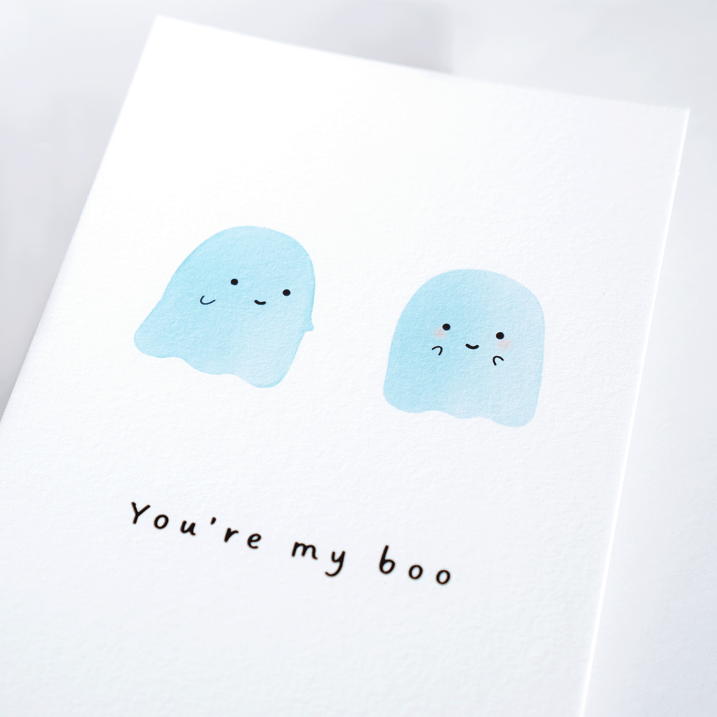 postcard ghosts you're my boo smiley face cartoon illustration playful greeting card